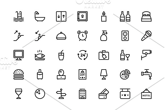 100+ Cute Hotel and Services Icons in Cute Icons - product preview 1