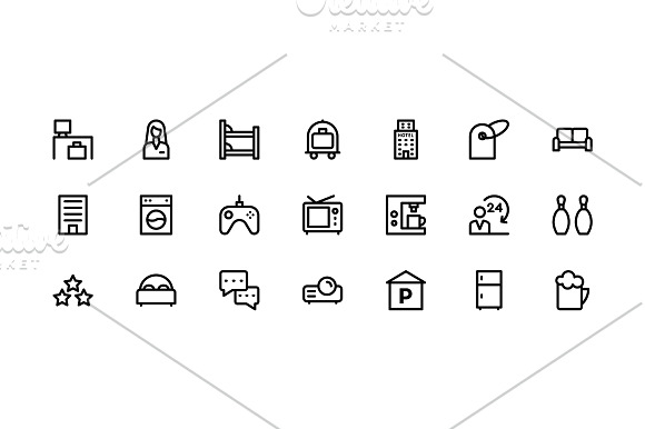 100+ Cute Hotel and Services Icons in Cute Icons - product preview 3