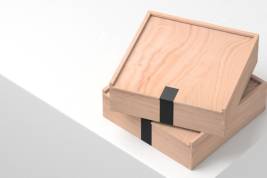 Two Wooden Boxes Mockup in Product Mockups - product preview 8