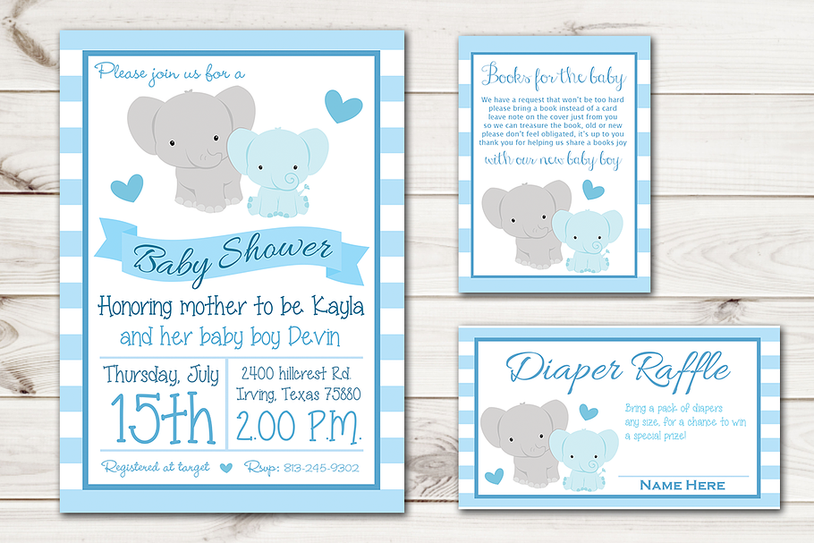 Boy Baby Shower Invite Elephant