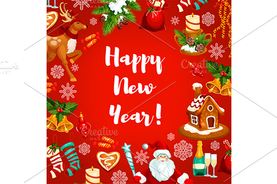 New Year greeting card in Graphics - product preview 8
