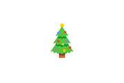 Flat style christmas spruce tree