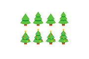 Flat style christmas spruce trees
