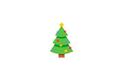 Flat style christmas spruce tree