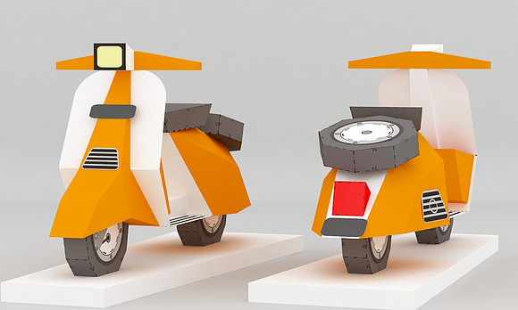 DIY Scooter Model - 3d papercraft in Templates - product preview 3
