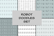 Robot doodles patterns and set