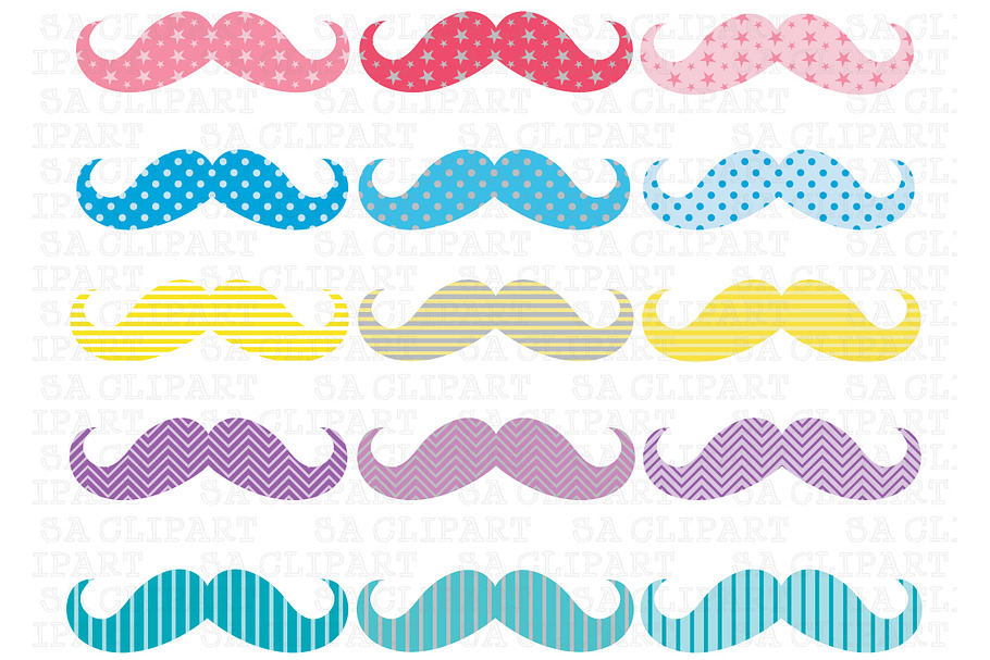 Mustache Digital Clip Art in Illustrations - product preview 8