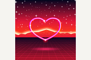 New Retro Wave card with neon heart