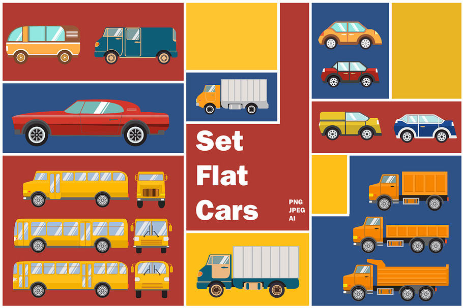 Set of flat cars in Illustrations - product preview 8