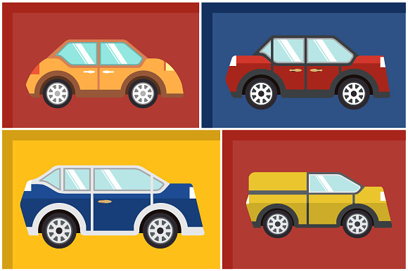 Set of flat cars in Illustrations - product preview 3