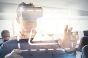 Businessman using virtual reality