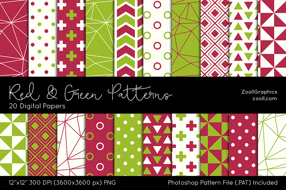 Red & Green Digital Papers