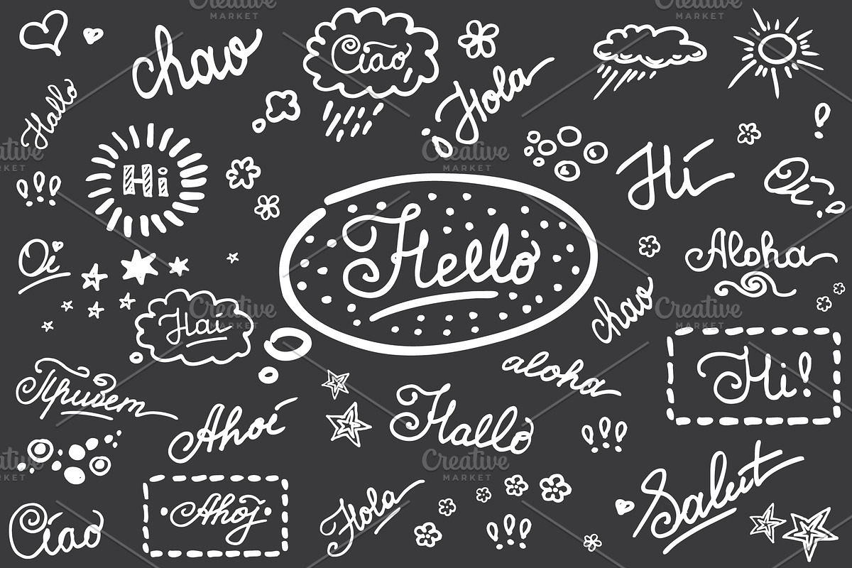 Set-Hello on different languages  in Illustrations - product preview 8
