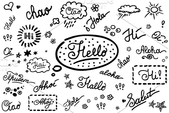 Set-Hello on different languages  in Illustrations - product preview 1