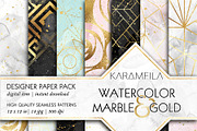 Watercolor Marble & Gold Patterns