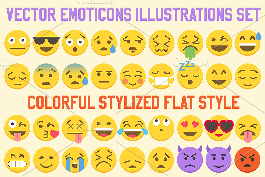 Big 36 Simple Flat Vector Emoji set