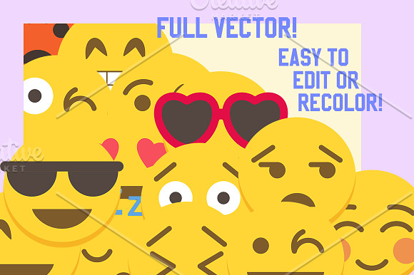Big 36 Simple Flat Vector Emoji set in Heart Emoticons - product preview 1