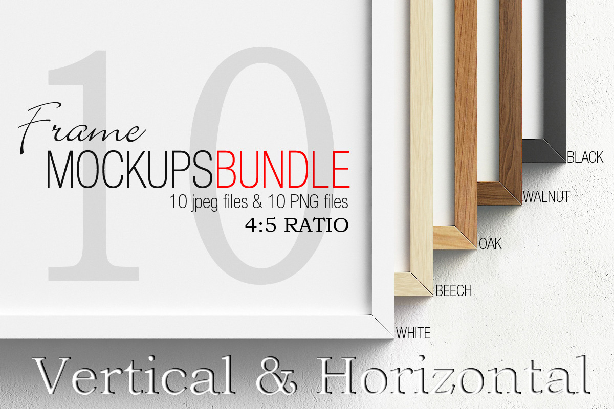 Frame mockups bundle 4;5 ratio V&H in Print Mockups - product preview 8