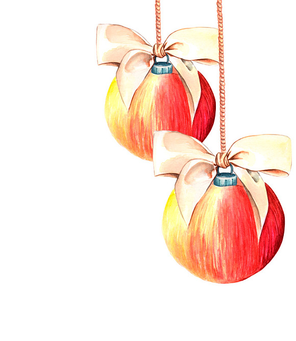 Christmas watercolor fruit set in Illustrations - product preview 5