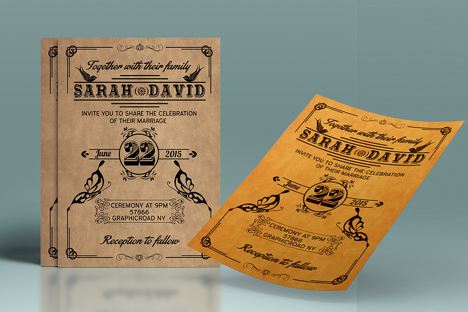 Vintage Wedding Stationery Set in Wedding Templates - product preview 8