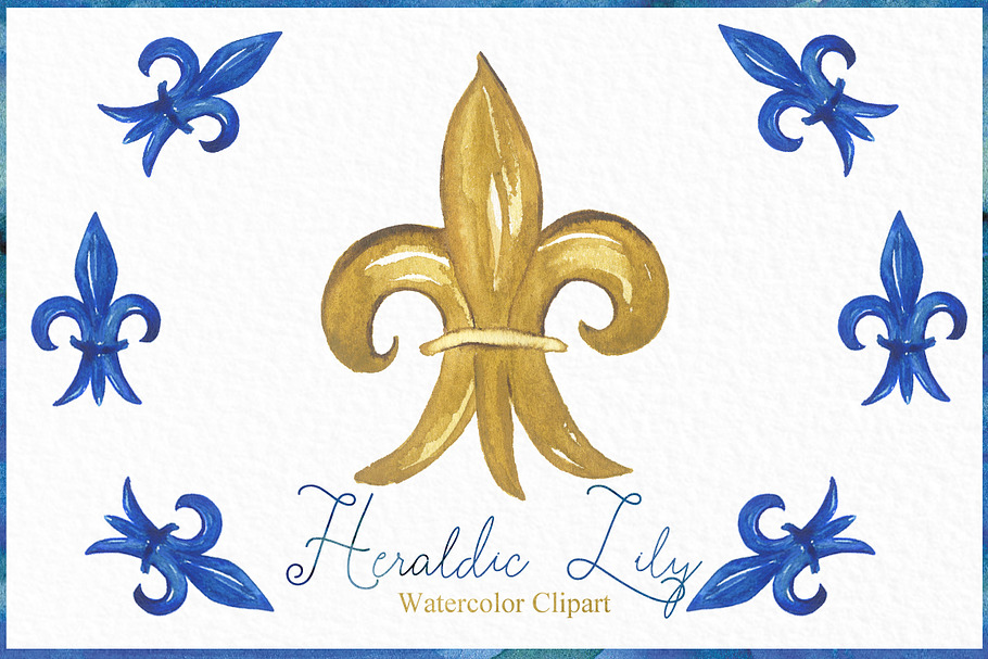 Heraldic Lily. Watercolor clipart.