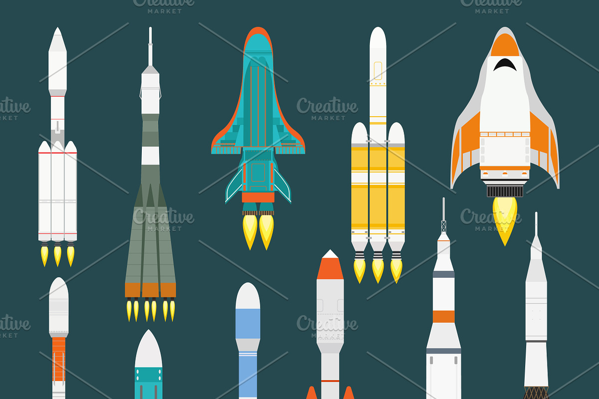 Rocket set vector in Illustrations - product preview 8