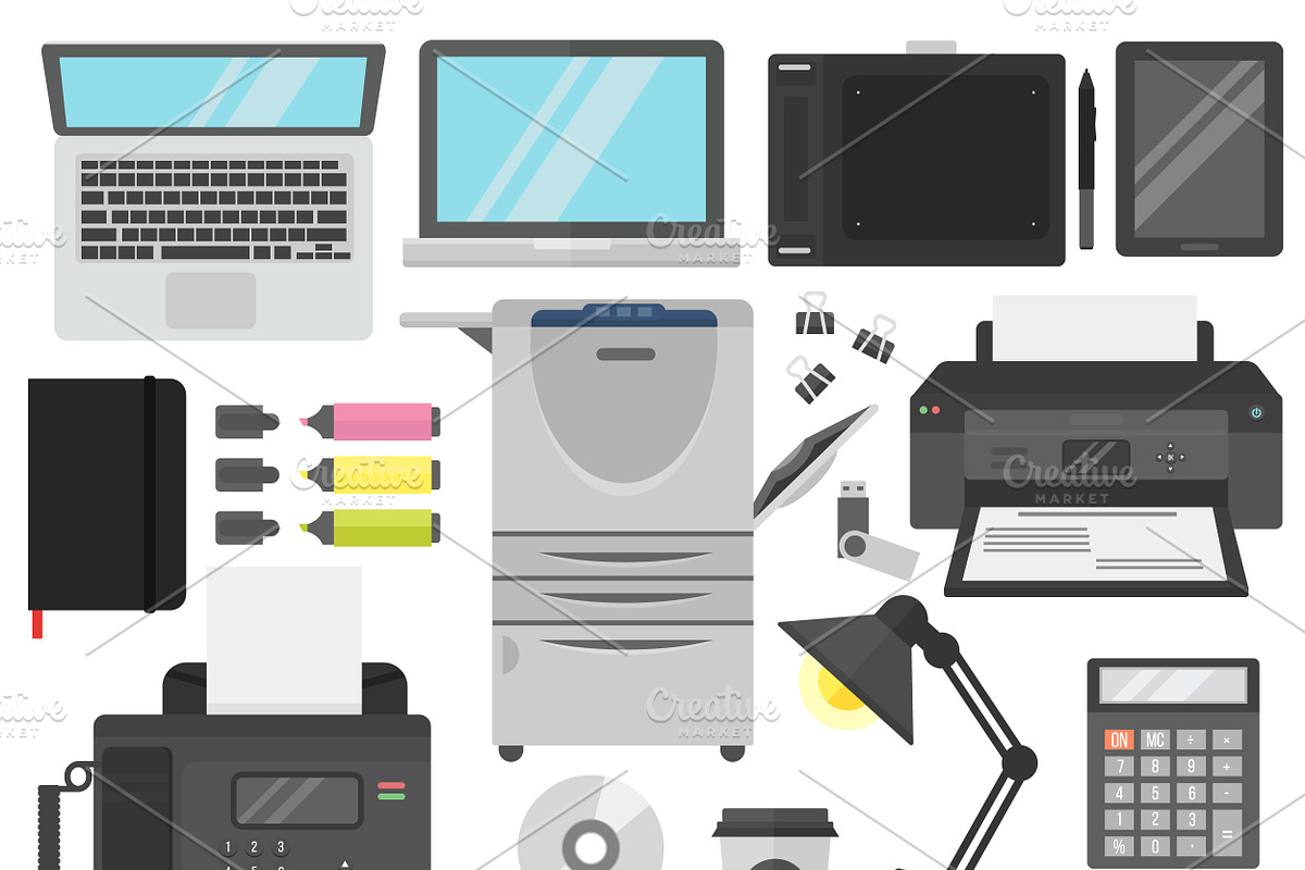 Vector computer office equipment in Illustrations - product preview 8