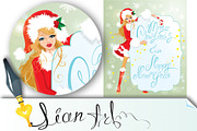 Blond xmas Girl wearing Santa Claus