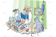 Scientist and His Cat