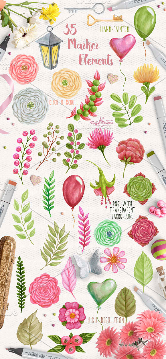 Flower Love Elegant Kit in Illustrations - product preview 1