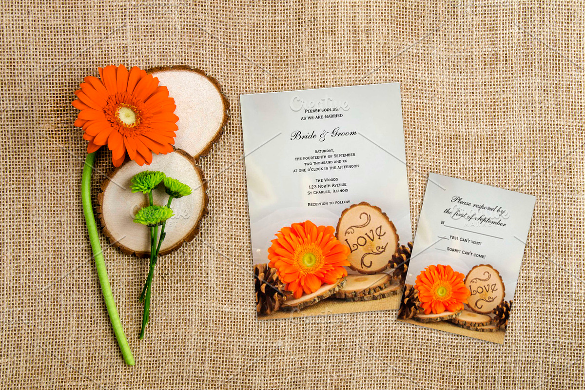 Rustic Orange Daisy on Burlap Mockup in Product Mockups - product preview 8