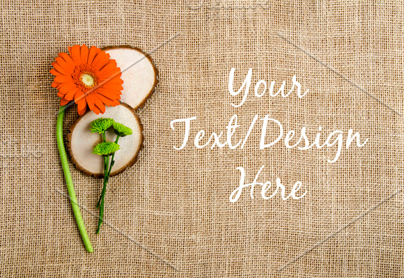 Rustic Orange Daisy on Burlap Mockup in Product Mockups - product preview 1