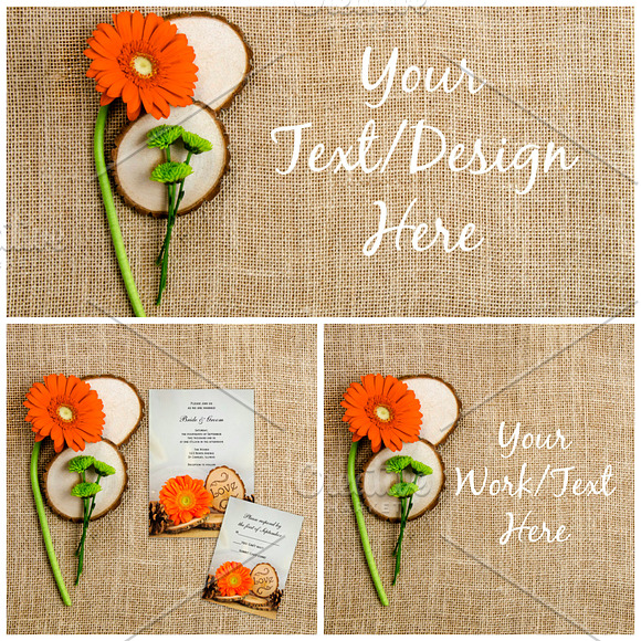 Rustic Orange Daisy on Burlap Mockup in Product Mockups - product preview 2