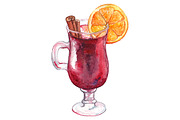 Watercolor alcohol cocktail isolated