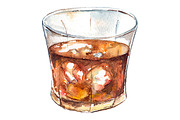 Watercolor rum whiskey alcohol