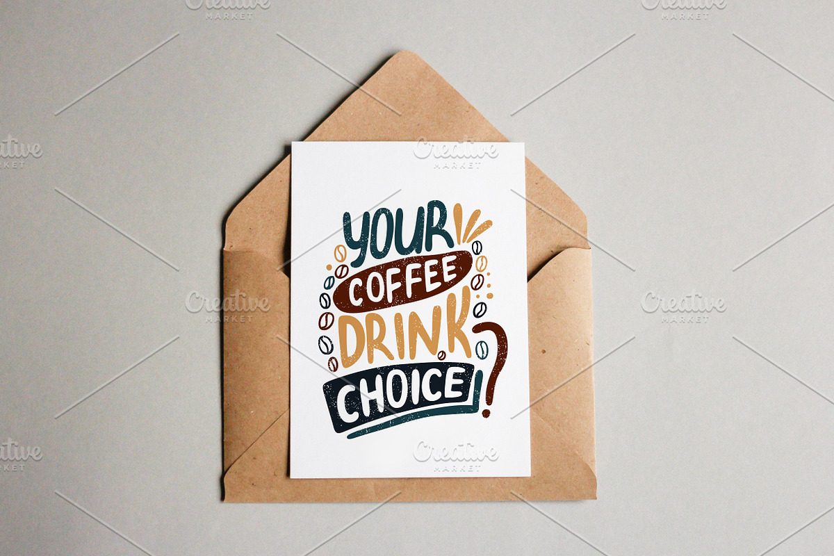 Handdrawn Coffee Quotes. Lettering. in Postcard Templates - product preview 8
