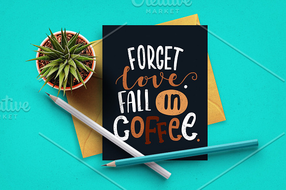 Handdrawn Coffee Quotes. Lettering. in Postcard Templates - product preview 1