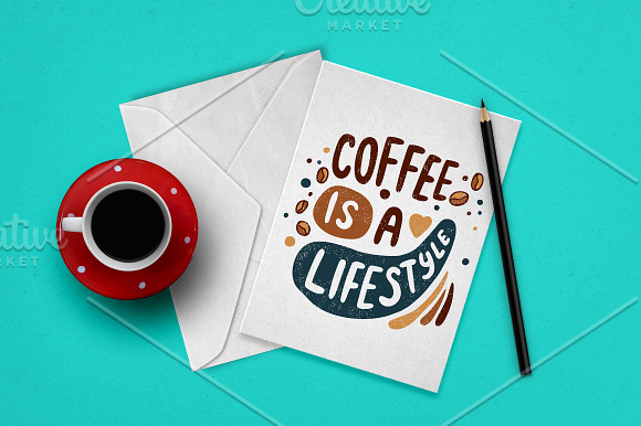 Handdrawn Coffee Quotes. Lettering. in Postcard Templates - product preview 3