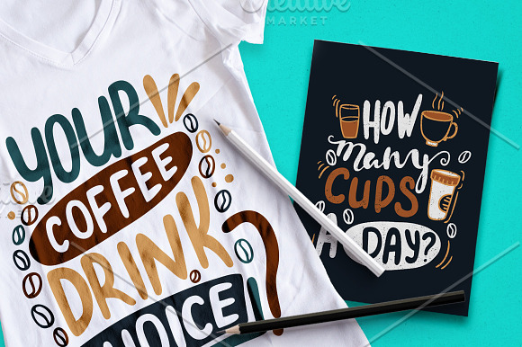 Handdrawn Coffee Quotes. Lettering. in Postcard Templates - product preview 5