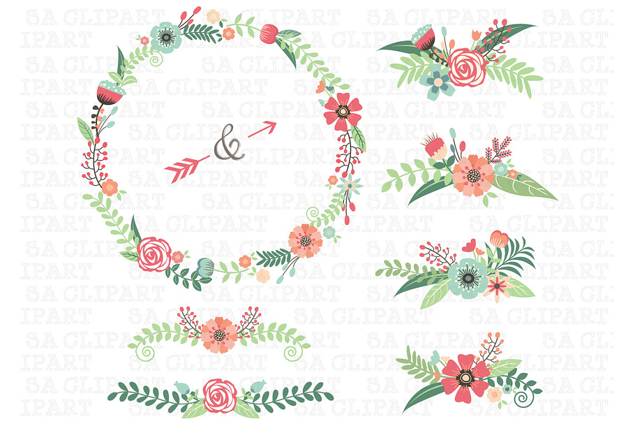 Wedding Floral Clipart in Illustrations - product preview 8