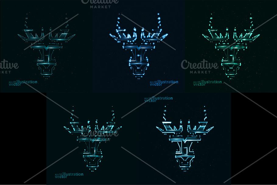 Circuit board shape of deer head in Objects - product preview 8