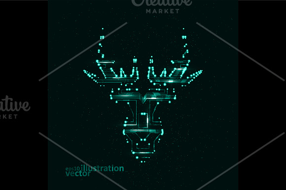 Circuit board shape of deer head in Objects - product preview 3