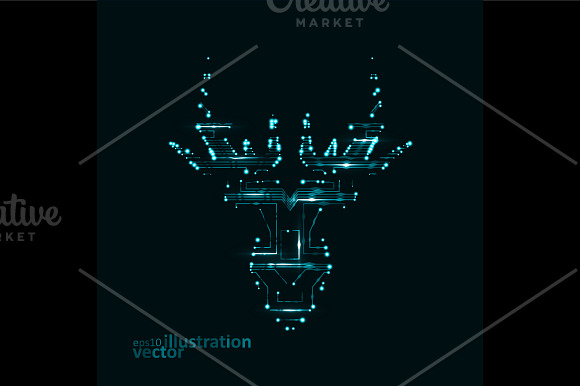Circuit board shape of deer head in Objects - product preview 4