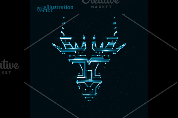 Circuit board shape of deer head in Objects - product preview 5