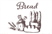 Hand drawn vector bread set