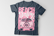  Beach surfer emblem T-shirt