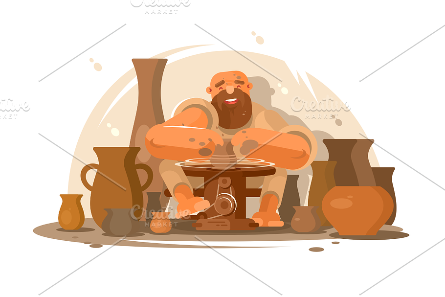 Potter bearded man in Illustrations - product preview 8