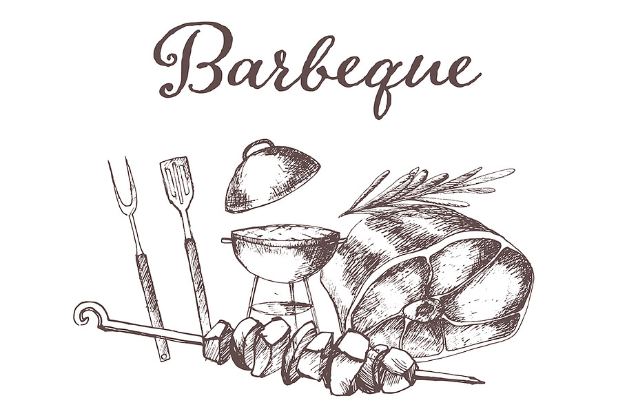 Hand drawn barbecue elements in Illustrations - product preview 8