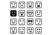 Square Smiley faces set