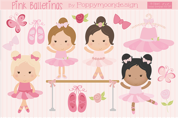 Pink Ballerinas in Illustrations - product preview 1